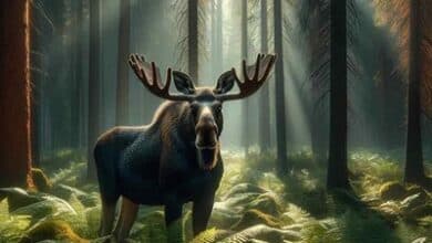 حيوان الموظ عملاق الغابة المثير للاهتمام